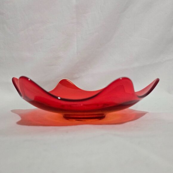 Viking Glass EPIC 6 Petal Persimmon Bowl 10 3/4"  x 3" H - Picture 2 of 4